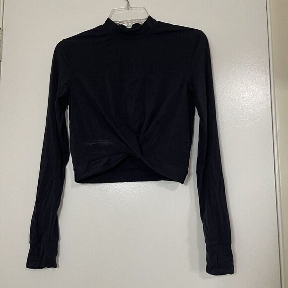 Buff Bunny long sleeve twist front cropped high neck shirt top size medium - Picture 1 of 6